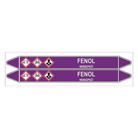 Značení potrubí, fenol,2 ks, 450 × 52 mm